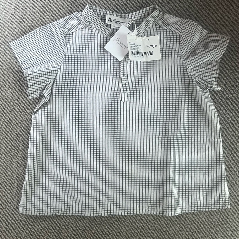 Bonpoint baby Checkered Shirt - White and navy